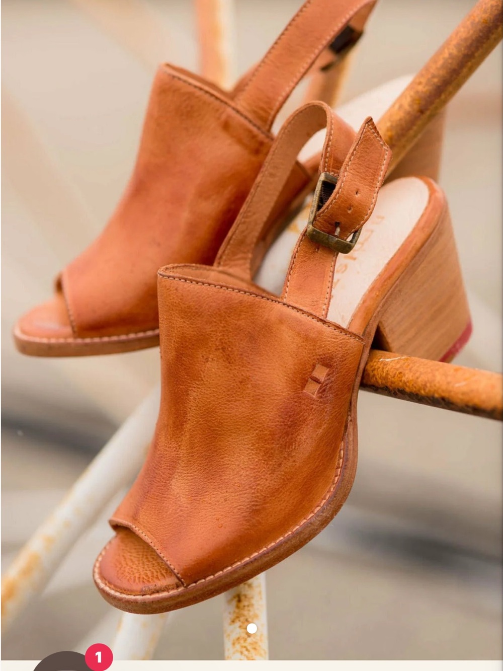 BED|STU Women's Cognac Leather Open-Toe Slingback Clogs Sandals 8.5